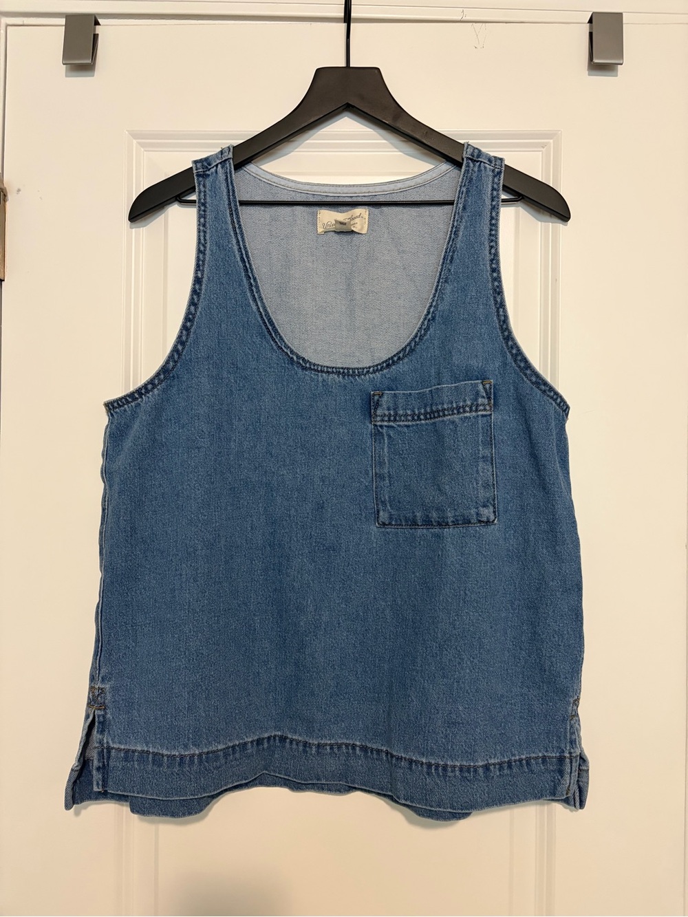 Universal Thread Denim Tank Top in Medium Blue with Chest Pocket